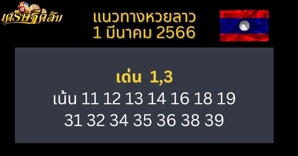 แนวทางหวยลาว 1 มีนาคม 66