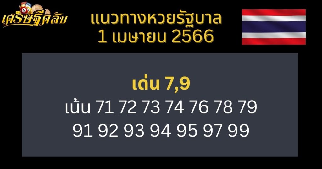 แนวทางหวยรัฐบาล 1 เมษายน 66