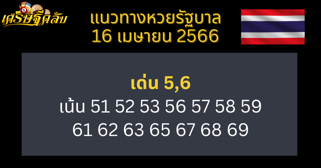 แนวทางหวยรัฐบาล 16 เมษายน 66