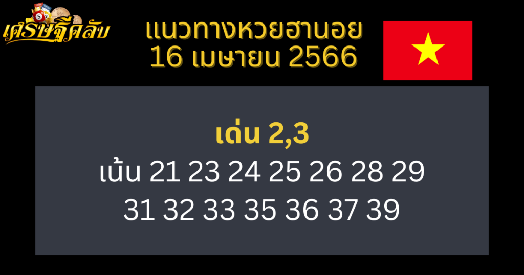 แนวทางหวยฮานอย 16 เมษายน 66