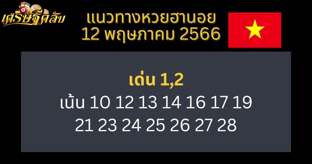 แนวทางหวยฮานอย 12 พฤษภาคม 66