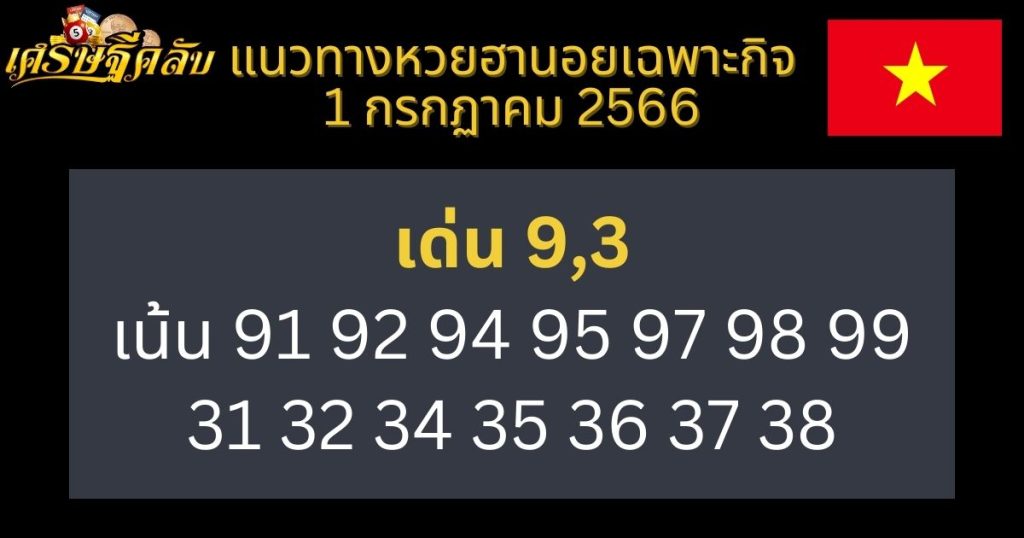 แนวทางหวยฮานอยเฉพาะกิจ 1 กรกฏาคม 2566