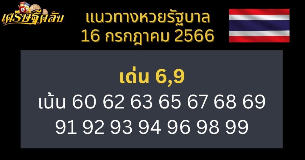 แนวทางหวยรัฐบาล 16 กรกฏาคม 2566