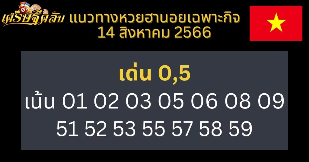 แนวทางหวยฮานอยเฉพาะกิจ 14 สิงหาคม 2566