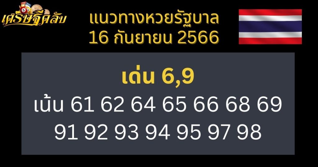 แนวทางหวยรัฐบาล 16 กันยายน 2566