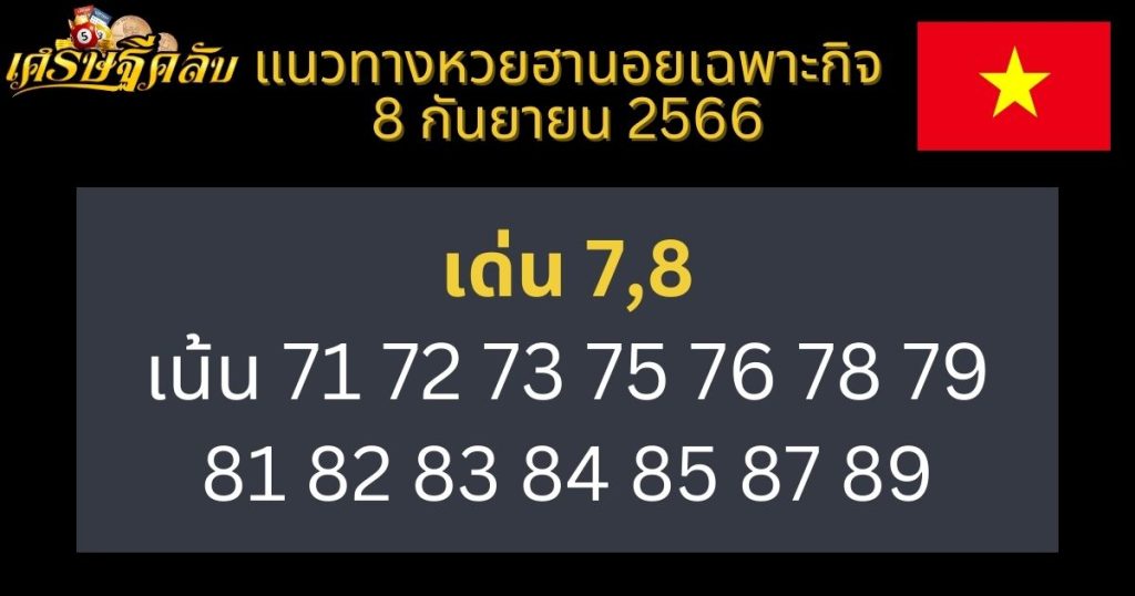 แนวทางหวยฮานอย 8 กันยายน 2566